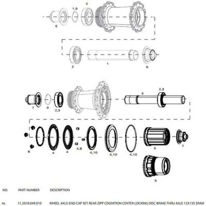 Achterwielasuiteinden Zipp Cognition db 12X135 Sram