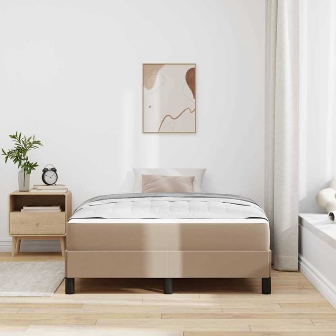 vidaXL - Bedframe - met - matras - Cappuccino - 120 - x - 200 - cm - Stof