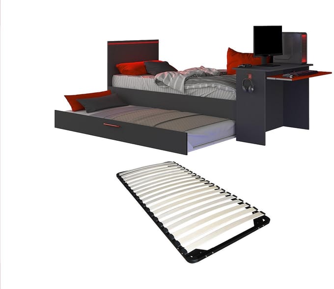 Vente-unique Bedframe hout antracietgrijs 90 x 200 cm