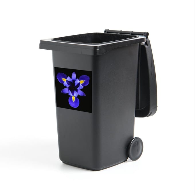 Container sticker Iris - Blauwe Iris close-up - 40x40 cm - kliko sticker - weerbestendige containersticker