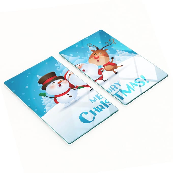 Decoratieve snijplanken van gehard glas met kerstmotief, 2x30x52 cm