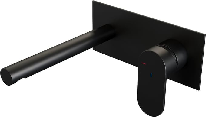 Brauer Black Edition inbouw wastafelmengkraan met rechte uitloop en afdekplaat model C1 mat zwart