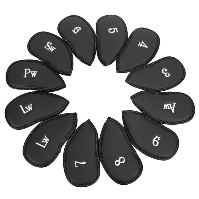 12 Stuks Golf IJzeren Covers Set met Nummers Zachte Beschermende Golf Head Cover Beschermende Headcover voor black