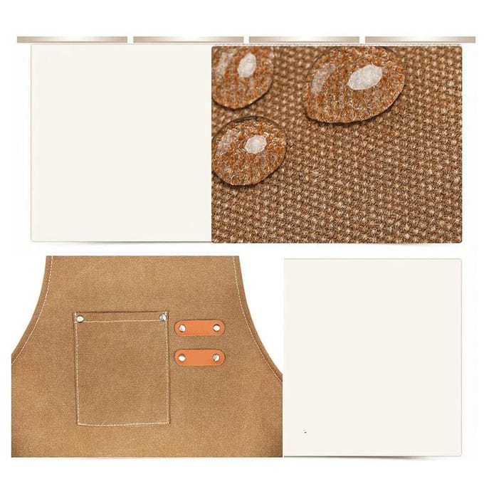 Houtbewerkingsschort Dik Canvas Waterdicht Werkschort voor Tuinieren Koffiezaak Lichtbruin kameel
