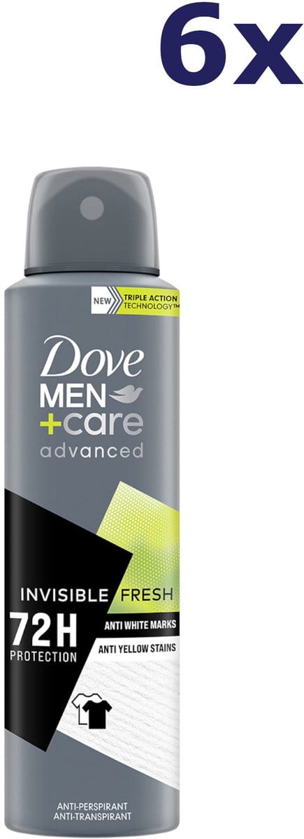 Dove Men + Care Invisible Fresh Deodorant Spray - 6 x 150 ml
