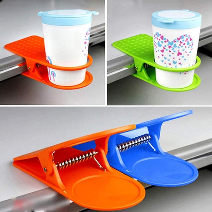 Lot de 4 porte-gobelets multifonctions avec clip pour eau et café yellow