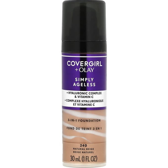 Olay Simply Ageless, 3-in-1 Foundation, 240 Natural Beige, 30ml(1 fl oz) black