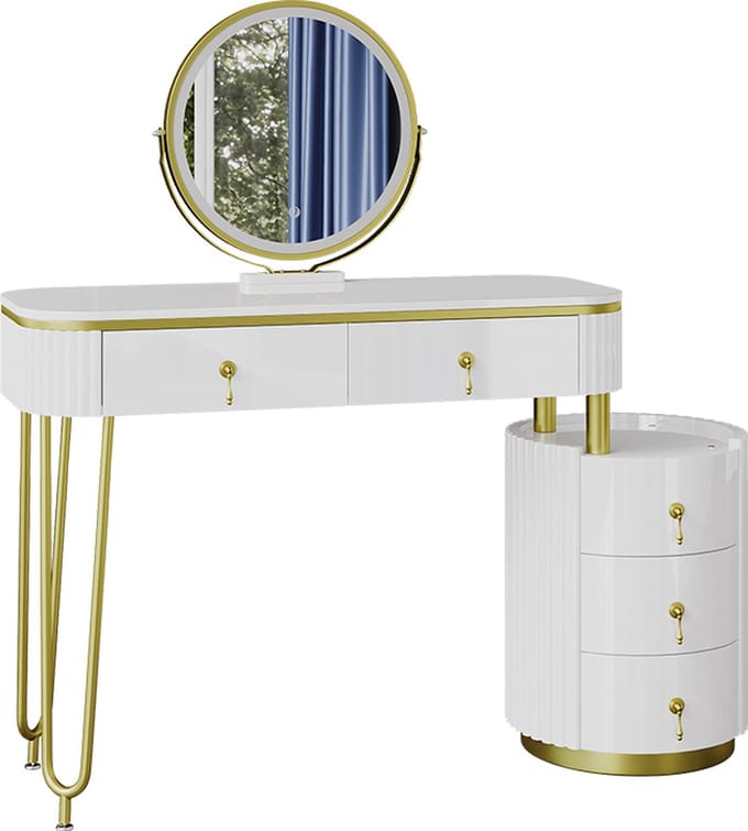 Vicco Charlène Kaptafel met licht – 100 cm met LED-spiegel Wit