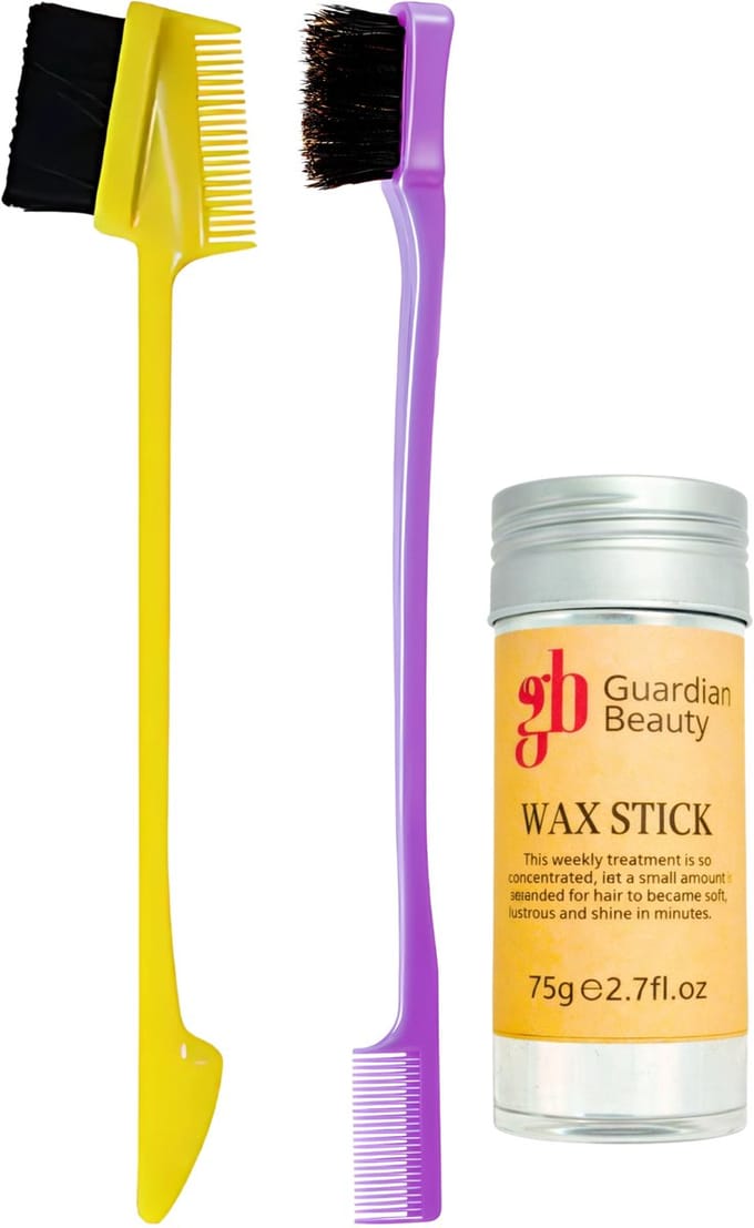 Guardian Beauty Edge Control Borstel en Kamset + Waxstick - Haarstylingtools voor Randjes en Gladstrijken