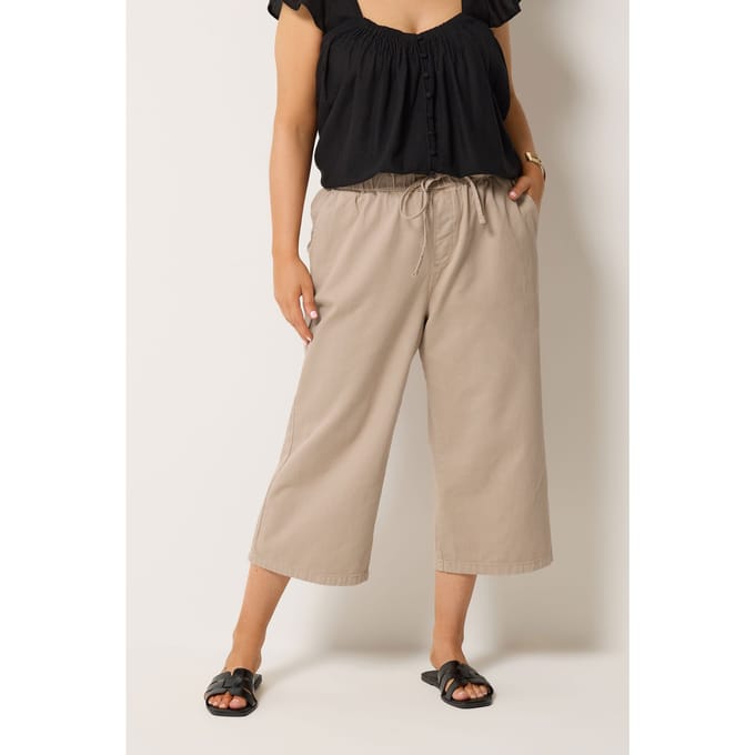 Yours Natuurlijk Bruine Cropped Denim Broek Size 42