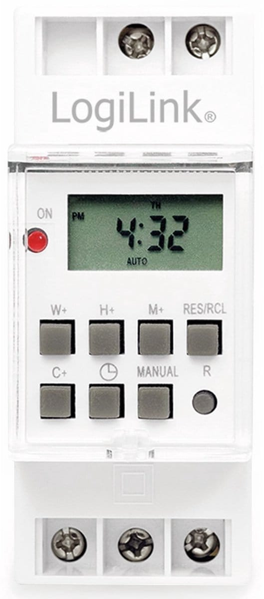 Tijdschakelklok voor montage op DIN-rail, wit