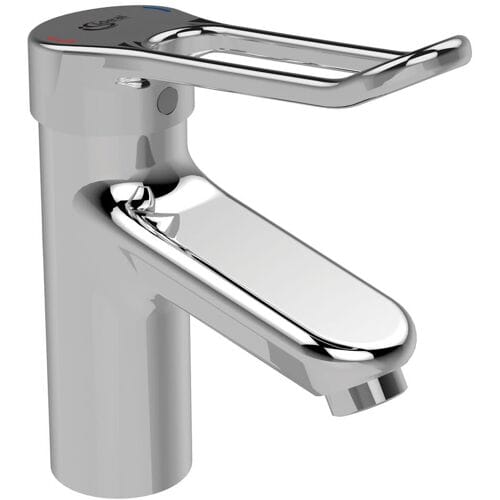 Ideal Standard Ceraplus 2 1-gats wastafelkraan m. vaste zelflegende uitloop m. beugelgreep 14cm chroom