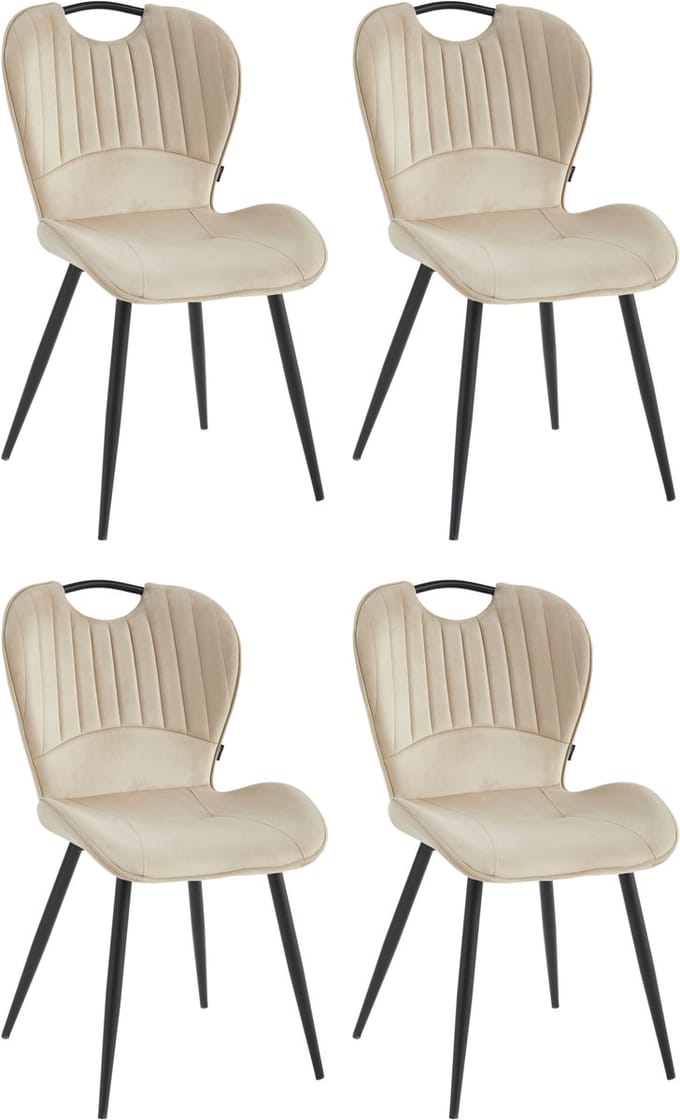 Colenis® - Alico Eetkamerstoel - Set Van 4 - Beige - Velvet - Design