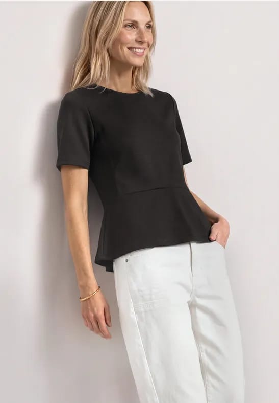 Shirt met ronde hals en volantdetail