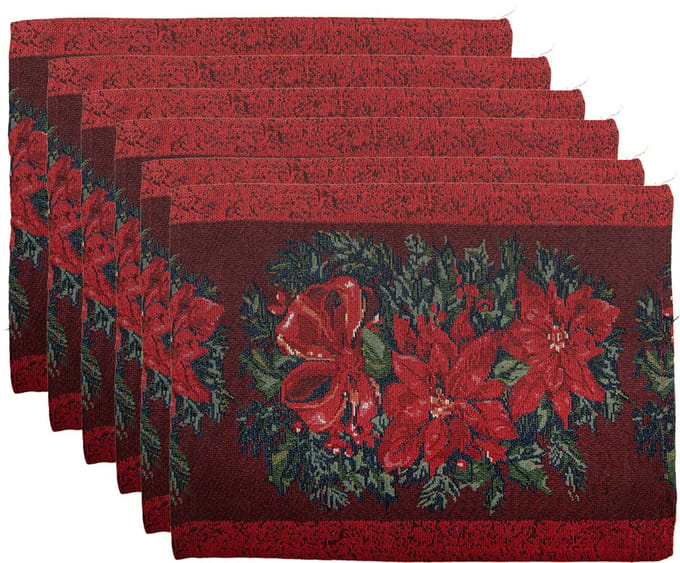 Clayre & Eef Placemats Set van 6 33x45 cm Rood Polyester