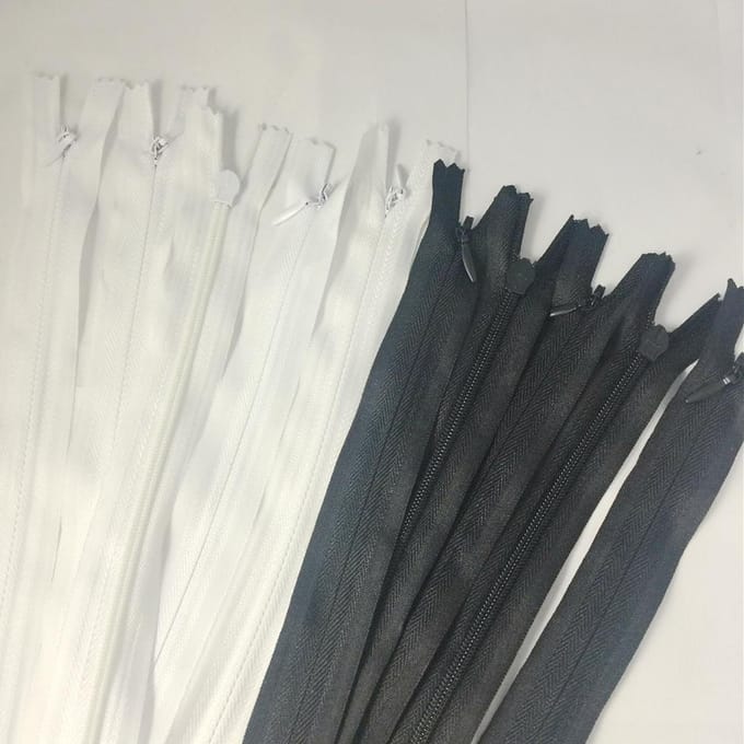10 stuks witte zwarte onzichtbare nylon gesloten ritsen voor het naaien van 40 cm 40cm zwart/wit