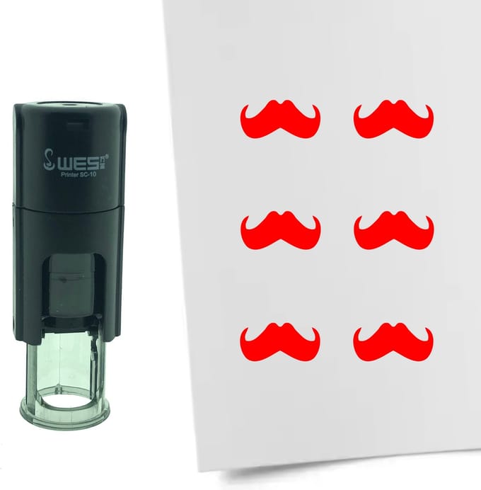 CombiCraft Stempel Snor 10mm rond - rode inkt