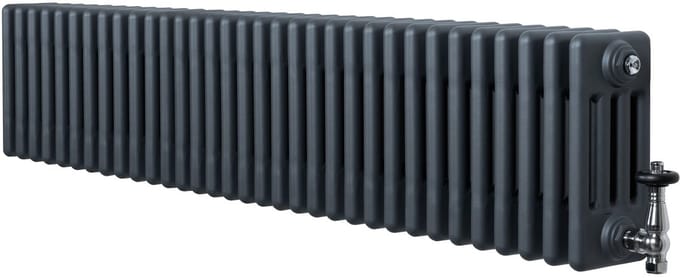 4-kolomsradiator - grijs - 300x1505 mm - thermostaatkraan