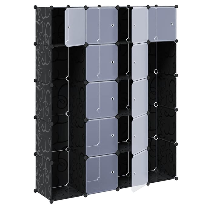vidaXL - Kast - modulair - met - 14 - vakken - 37x146x180,5 - cm - zwart - en - wit