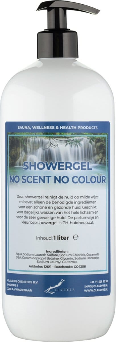 Douchegel No Scent, No Colour 1 Liter - met gratis pomp - Showergel