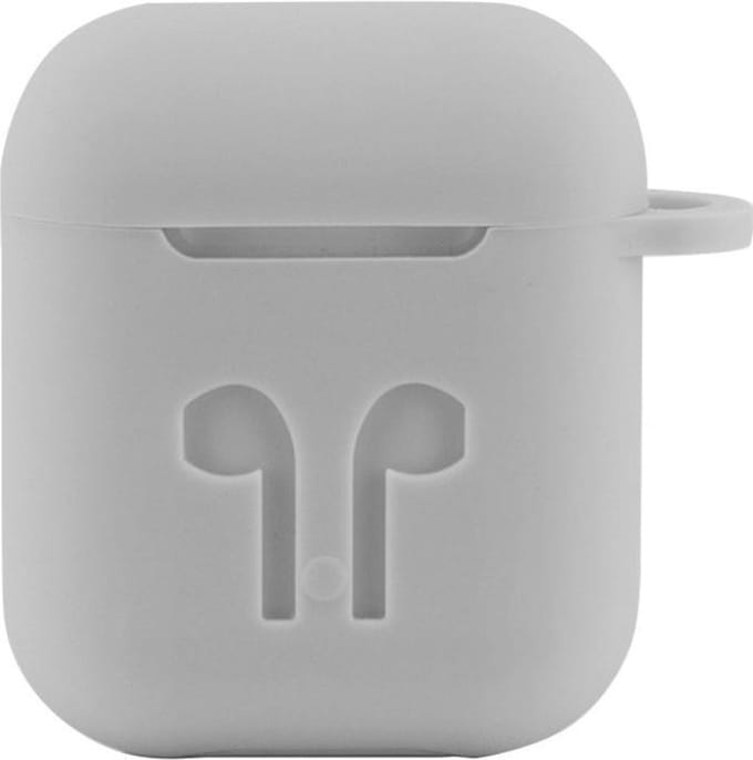 Airpods case - Apple Airpods - grijs siliconen - met musketon