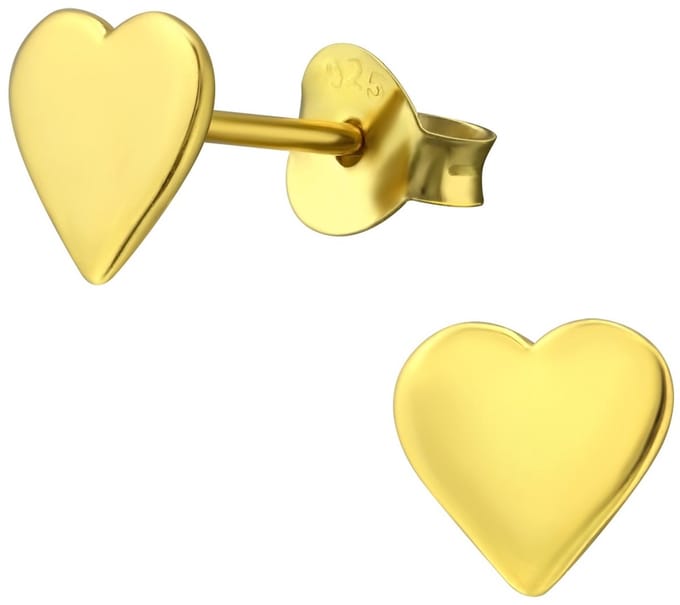 Joy|S - Zilveren hartje oorbellen - 7 mm - gold plated