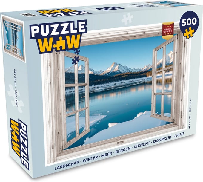 Puzzel Landschap - Winter - Meer - Bergen - Uitzicht - Doorkijk - Licht - Legpuzzel - Puzzel 500 stukjes