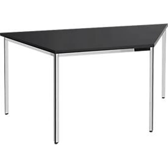 Vergadertafel, trapezium 1600 x 800 mm, zwart