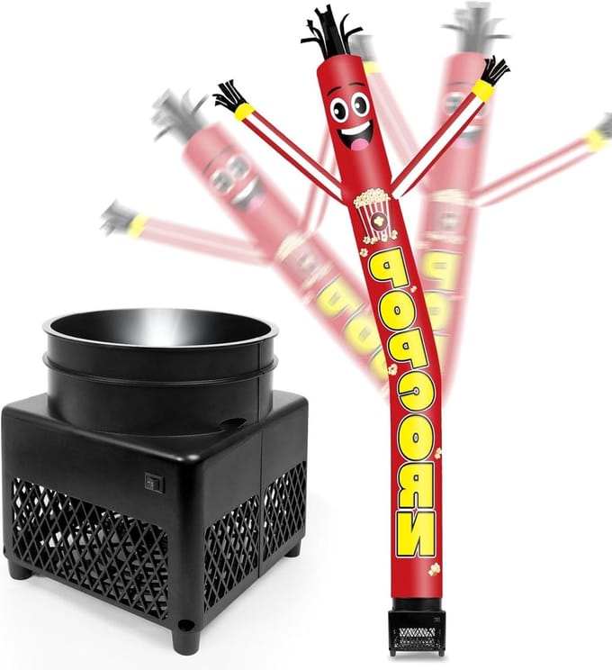 Opblaasbare Popcorn Figuur - Dansende Popcorn - Commerciële Reclame - Met LED-verlichting - 1.8 meter hoog - Geel