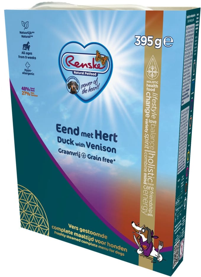 Renske Vers Gestoomd Complete Menu Hondenvoer Nat Eend & Hert Graanvrij - 395 gr