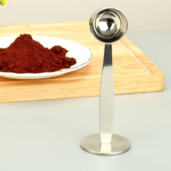 Cuillère à café 2 en 1, doseur à expresso et cuillère doseuse à café, cuillère à café à double usage argenté