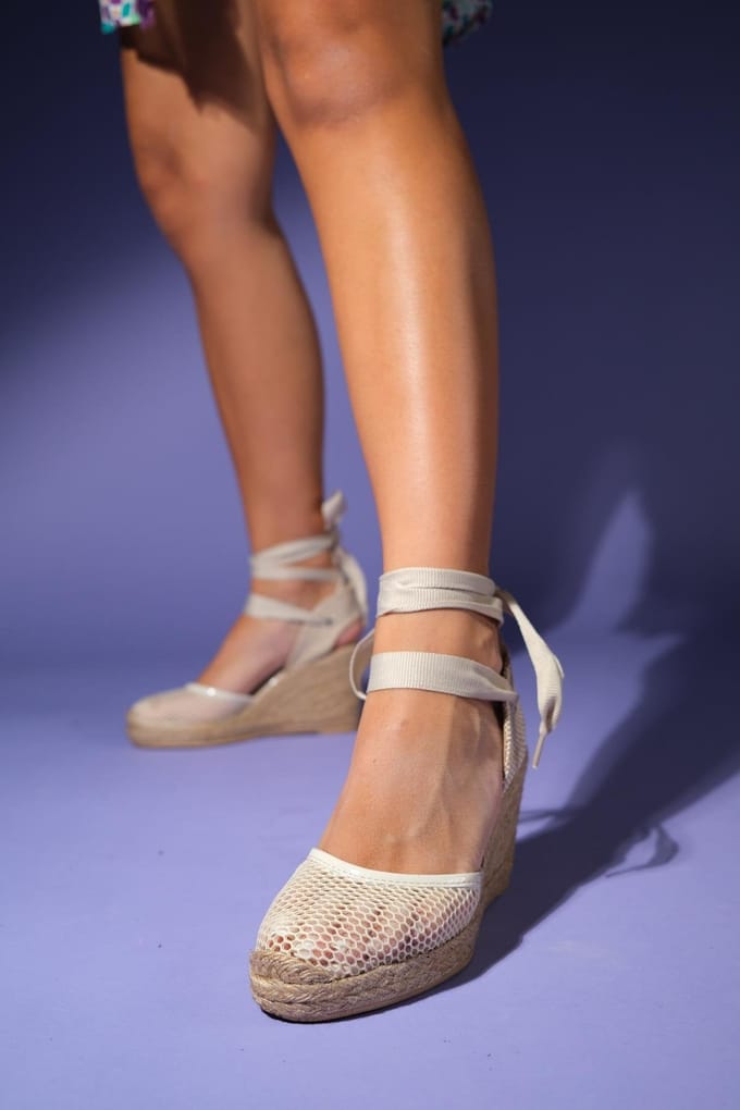 Lions Mesh Leren Sleehak Espadrilles Sandaal (Dames)