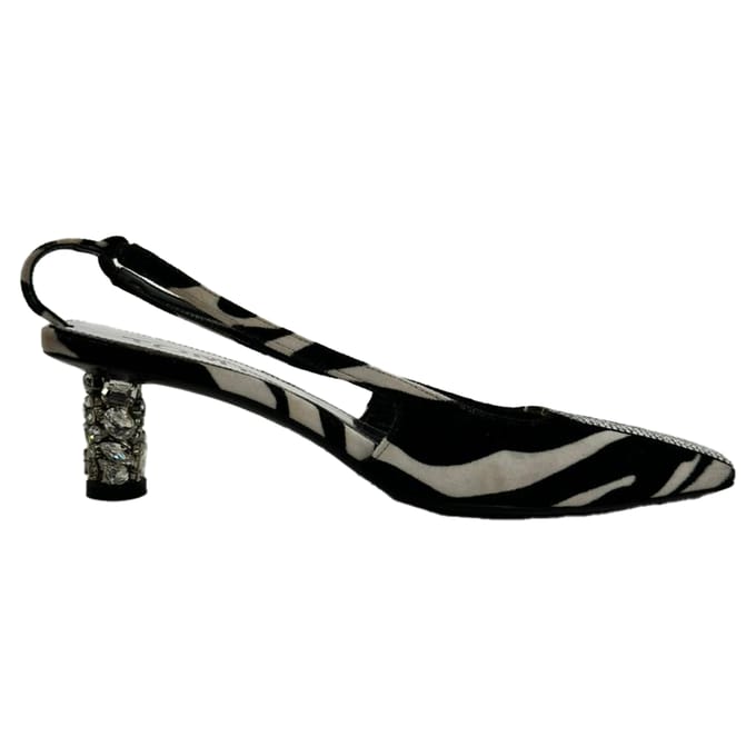 Tom Ford Zebra-Print Slingback Hakken in Zwart en Witte Suède