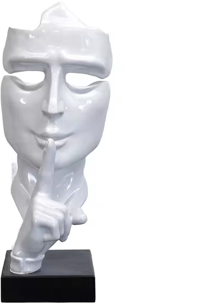 Evergreen - Abstract Sculptuurmasker – "Ssst..." - Stilte Beeld op Standaard