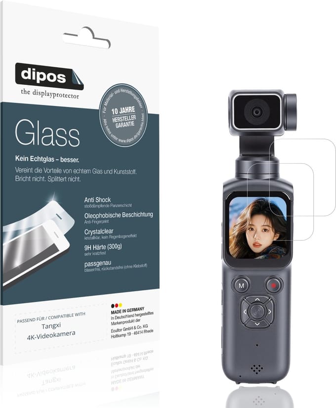 dipos – 2x Pantserfolie geschikt voor Tangxi 4K-Videokamera | 9H Screenprotector