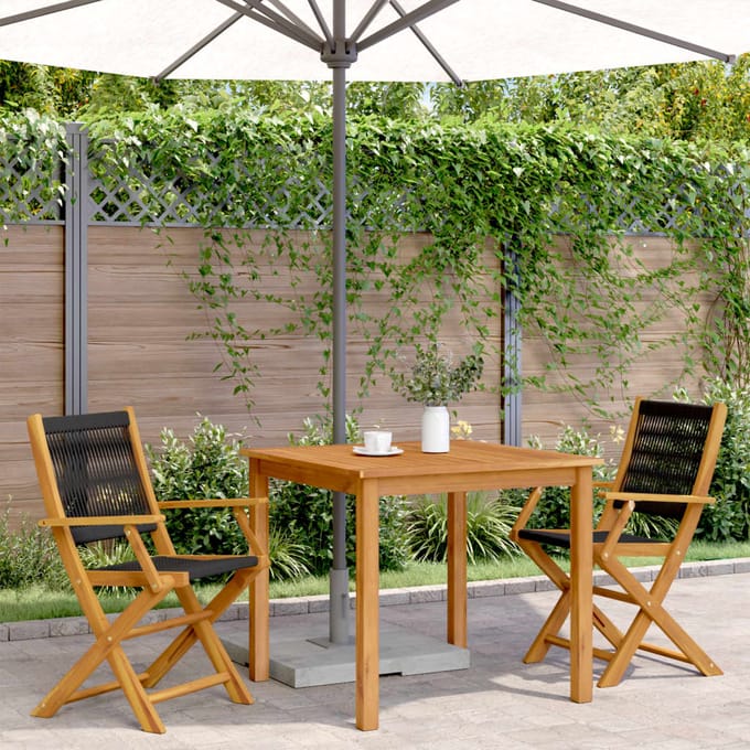 vidaXL - Inklapbare - stoelen - 2 - st - massief - acaciahout - en - polypropeen - zwart