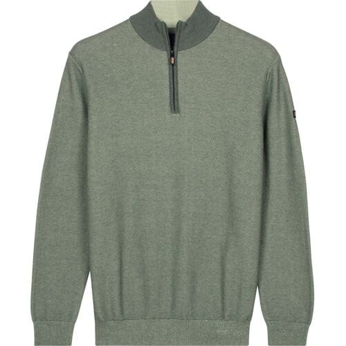 Baileys Trui Half Zip Two-Tone Jacquard Allover Plated Thyme Green / male