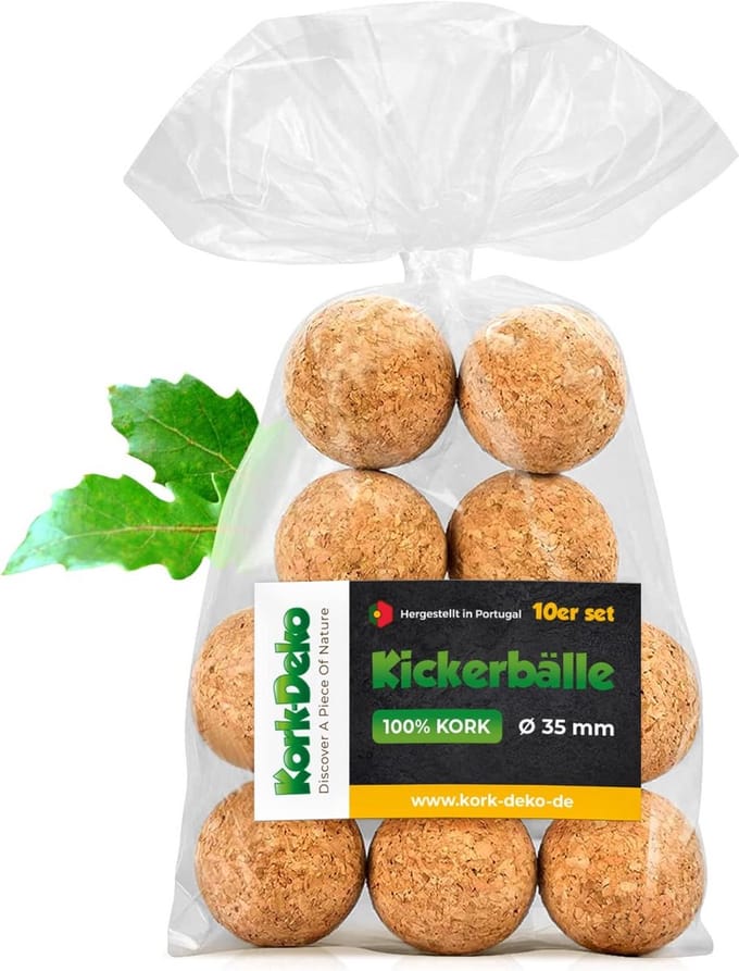 Tafelvoetbalballen Kurk Ø 35 mm Set van 10 Stuks