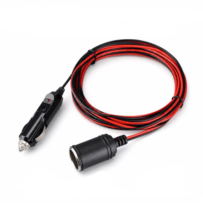 Sigarettenaansteker Verlengkabel - 3.7 Meter - 15A - 12/24V - Zwart/Rood
