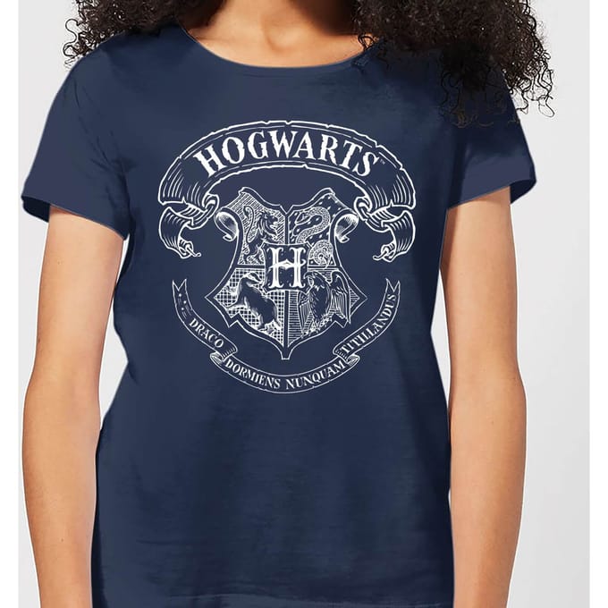 Harry Potter Hogwarts Crest Dames T-shirt - Navy - M