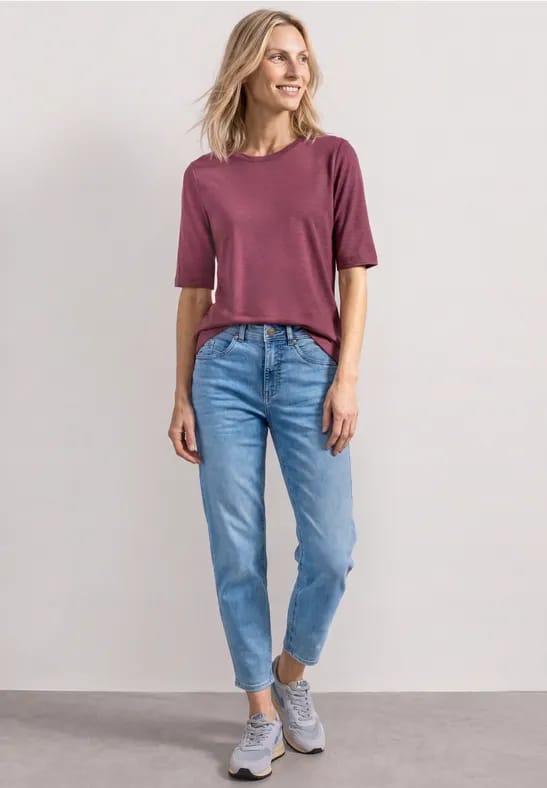 Basic Shirt met ronde hals in Unifarbe