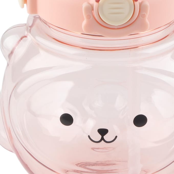 Grande bouteille d'eau 1000 ml en forme d'ourson avec paille pour l'été rose