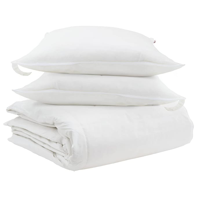 vidaXL - Deken - Set - met - kussen - 3 - st - Wit - Donsveer