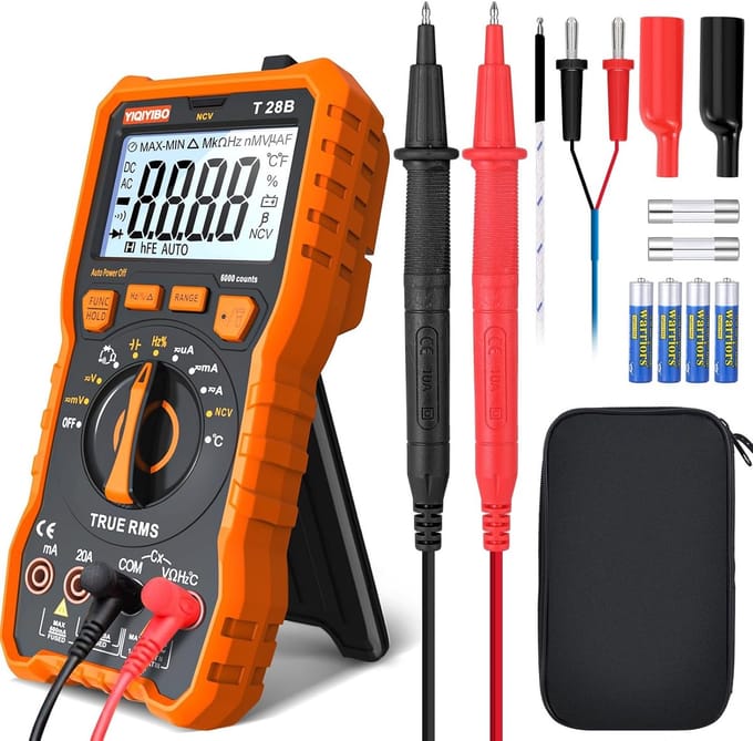 Digitale Multimeter - Professionele 6000 Counts True RMS Volt-meter, Ampèremeter en Ohmmeter met AC/DC Metingen