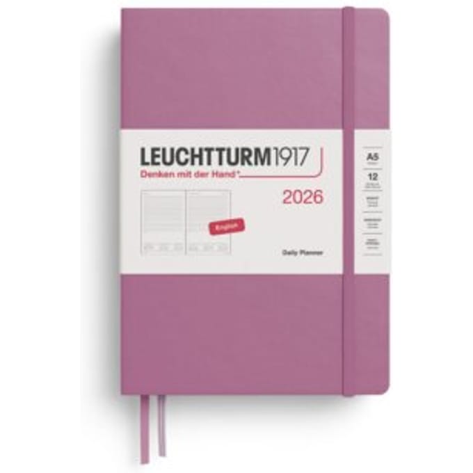 Leuchtturm1917 agenda 2026 1 dag per pagina hardcover medium a5, oud roze