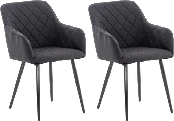 CLP Shila Set van 2 eetkamerstoelen - zwart Stof