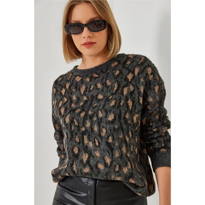 Leopardprint Ronde Hals Trui