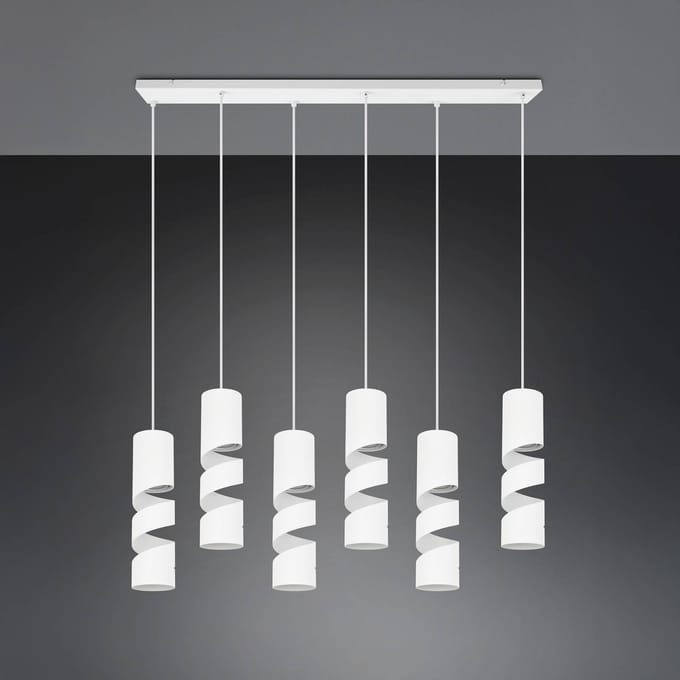 Trio Lighting Stream hanglamp, wit Lengte 100 cm 6-lamps metaal GU10