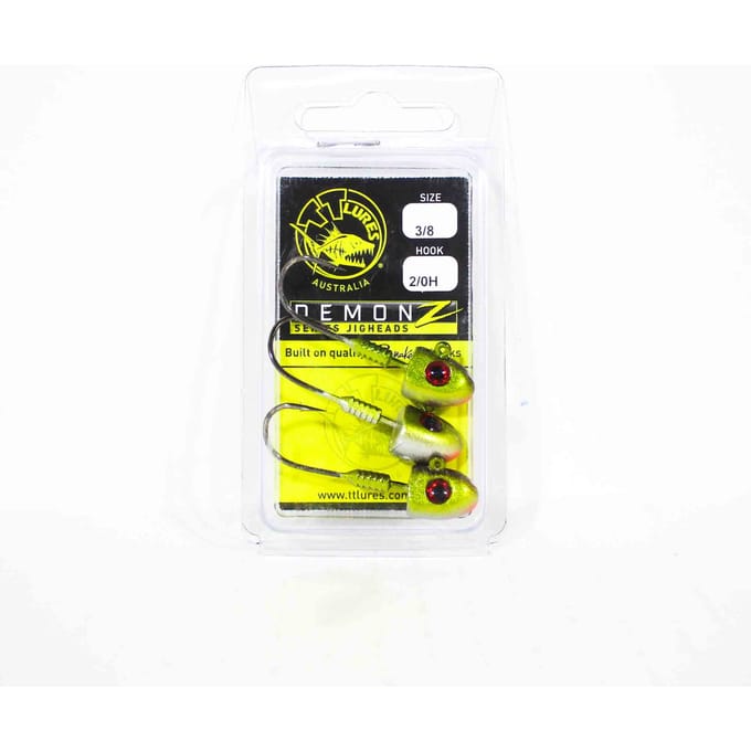 Tackle Tactics TT Demonz Jig Head 3/8oz 2/0H 3/pack Groen (7112) yellow