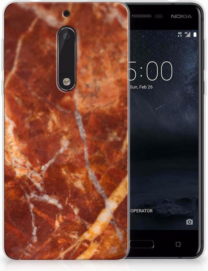 Nokia 5 TPU Siliconen Hoesje Marmer Bruin